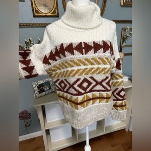 Winter Pattern Turtleneck Sweater
